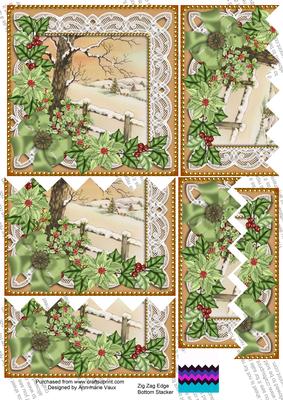 Winter Tale Green Poinsettia 5in Zig Zag Bottom Stacker