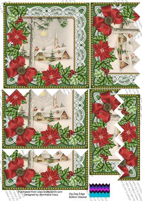 Winter Pub Poinsettia 5in Zig Zag Bottom Stacker