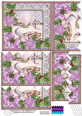Lilac Snowscene Poinsettia 5in Zig Zag Bottom Stacker