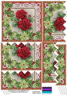 Christmas Roses Poinsettia 5in Zig Zag Bottom Stacker