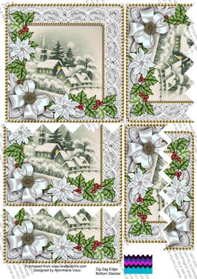 Dream Church White Poinsettia 5in Zig Zag Bottom Stacker