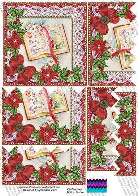 Glory Book Red Poinsettia 5in Zig Zag Bottom Stacker