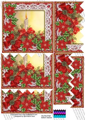 Single Candle Red Poinsettia 5in Zig Zag Bottom Stacker