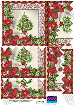 Elegant Tree Red Poinsettia 5in Zig Zag Bottom Stacker