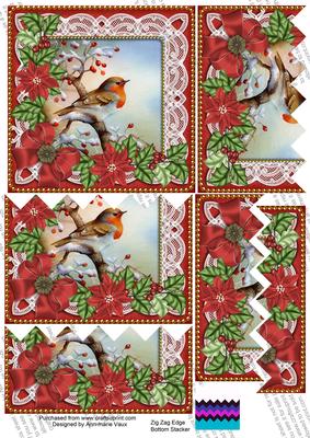Red Robin Poinsettia 5in Zig Zag Bottom Stacker