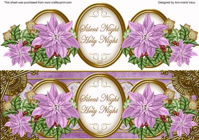 Lilac Poinsettia Silent Night Large Dl Decoupage Topper