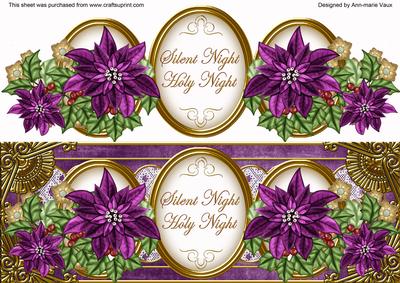 Dpurple Poinsettia Silent Night Large Dl Decoupage Topper