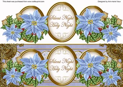 Pale Blue Poinsettia Silent Night Large Dl Decoupage Topper
