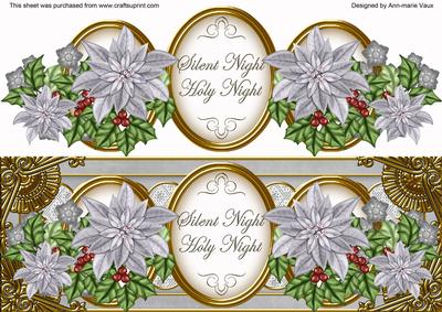 Silver Poinsettia Silent Night Large Dl Decoupage Topper