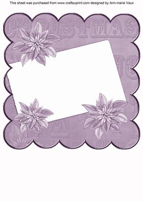 Purple Poinsettia Edge2 8in Scallop Card Insert Panel Sheet