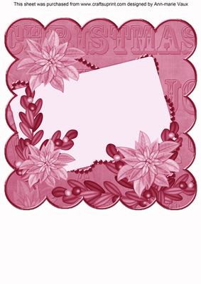 Cerise Poinsettia Edge1 8in Scallop Card Insert Panel Sheet