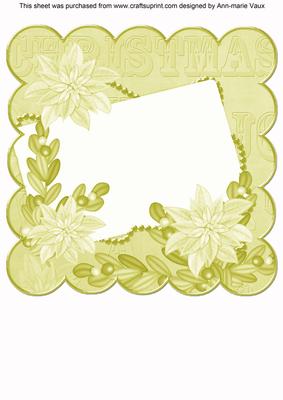 Cream Poinsettia Edge1 8in Scallop Card Insert Panel Sheet