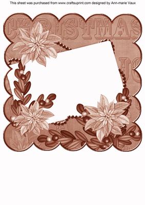 Dpink Poinsettia Edge1 8in Scallop Card Insert Panel Sheet