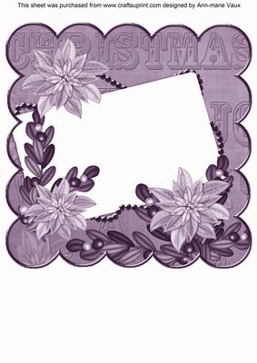 Purple Poinsettia Edge1 8in Scallop Card Insert Panel Sheet