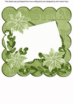 Olive Poinsettia Edge1 8in Scallop Card Insert Panel Sheet