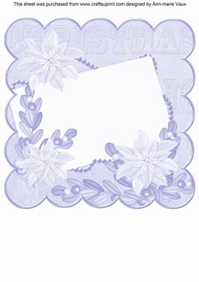 Pblue Poinsettia Edge1 8in Scallop Card Insert Panel Sheet