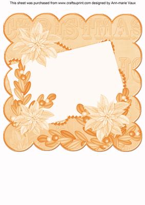 Peach Poinsettia Edge1 8in Scallop Card Insert Panel Sheet