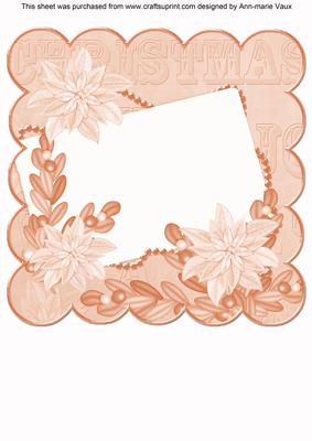 Pink Poinsettia Edge1 8in Scallop Card Insert Panel Sheet