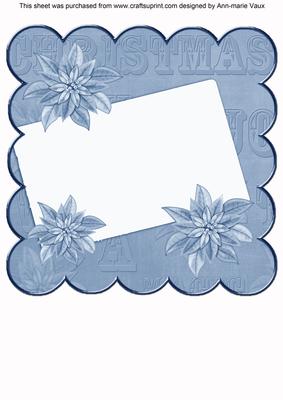 Blue Poinsettia Edge2 8in Scallop Card Insert Panel Sheet