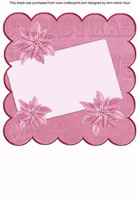 Cerise Poinsettia Edge2 8in Scallop Card Insert Panel Sheet