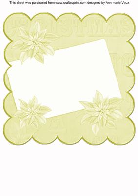 Cream Poinsettia Edge2 8in Scallop Card Insert Panel Sheet