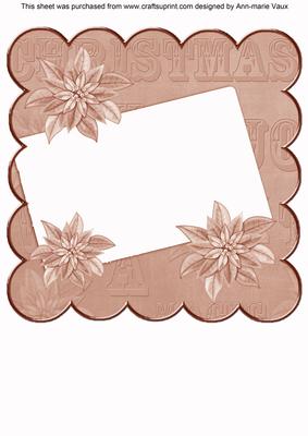 Dpink Poinsettia Edge2 8in Scallop Card Insert Panel Sheet