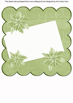 Olive Poinsettia Edge2 8in Scallop Card Insert Panel Sheet