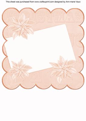 Pink Poinsettia Edge2 8in Scallop Card Insert Panel Sheet