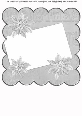 Silver Poinsettia Edge2 8in Scallop Card Insert Panel Sheet