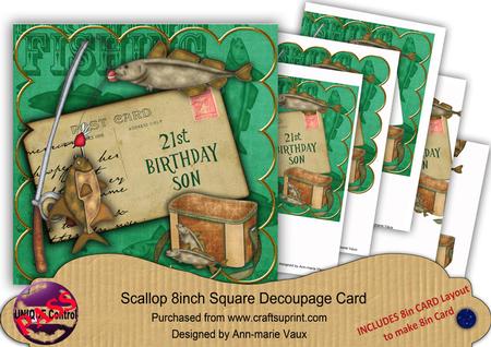 Fishing Green 21st Birthday Son 8in Extreme Decoupage Cf Kit