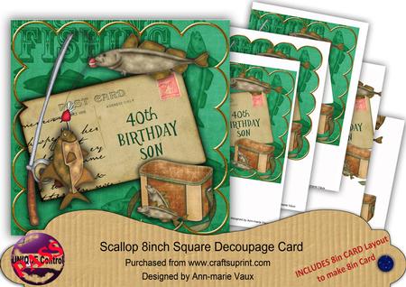 Fishing Green 40th Birthday Son 8in Extreme Decoupage Cf Kit