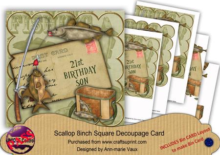 Fishing Olive 21st Birthday Son 8in Extreme Decoupage Cf Kit