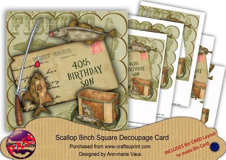 Fishing Olive 40th Birthday Son 8in Extreme Decoupage Cf Kit