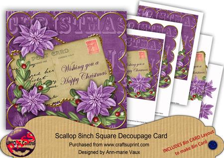 Purple Poin Happy Christmas 8in Extreme Decoupage Cf Kit