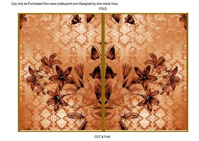 Borange Flower Side Damask 7x5in Cut and Fold Card