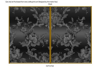 Black Metallic All Over Rose 7x5in Cut and Fold Card