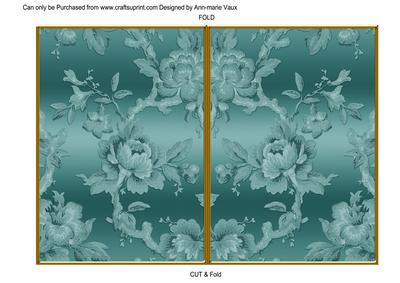 Dteal Metallic All Over Rose 7x5in Cut and Fold Card