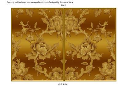 Gold Metallic All Over Rose 7x5in Cut and Fold Card