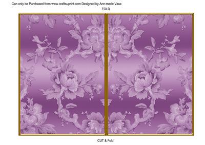 Lilac Metallic All Over Rose 7x5in Cut and Fold Card