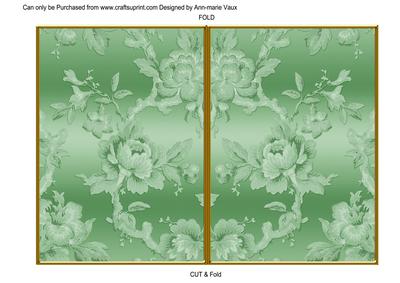 Mint Green Metallic All Over Rose 7x5in Cut and Fold Card