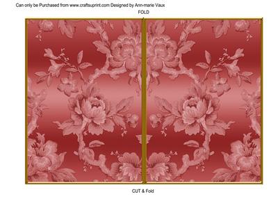 Pinkred Metallic All Over Rose 7x5in Cut and Fold Card