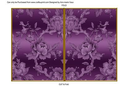 Purple Metallic All Over Rose 7x5in Cut and Fold Card