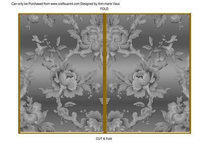 Silver Metallic All Over Rose 7x5in Cut and Fold Card