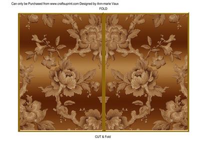 Vintage Tea Metallic All Over Rose 7x5in Cut and Fold Card