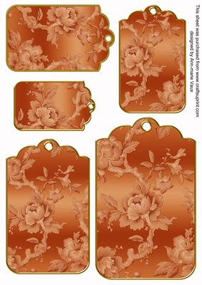 Borange Metallic All Over Roses Tag Embellishment Sheet