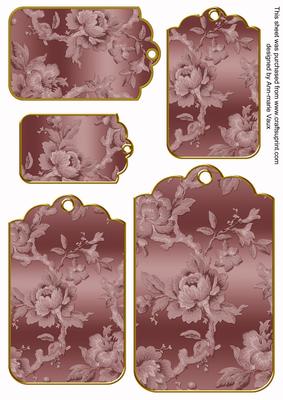Dpink Metallic All Over Roses Tag Embellishment Sheet