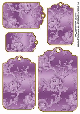 Lilac Metallic All Over Roses Tag Embellishment Sheet