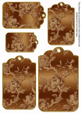 Vtea Metallic All Over Roses Tag Embellishment Sheet