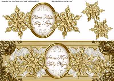 Cream Goldflake Silent Night Large Dl Decoupage Topper