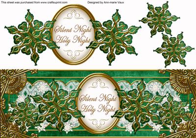 Dark Green Goldflake Silent Night Large Dl Decoupage Topper